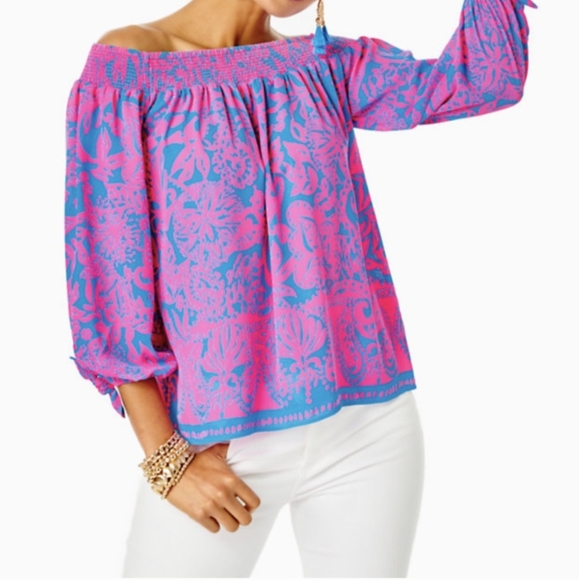 Lilly Pulitzer Tops - Lilly Pulitzer Maryellen Top Aura Pink NWT Large